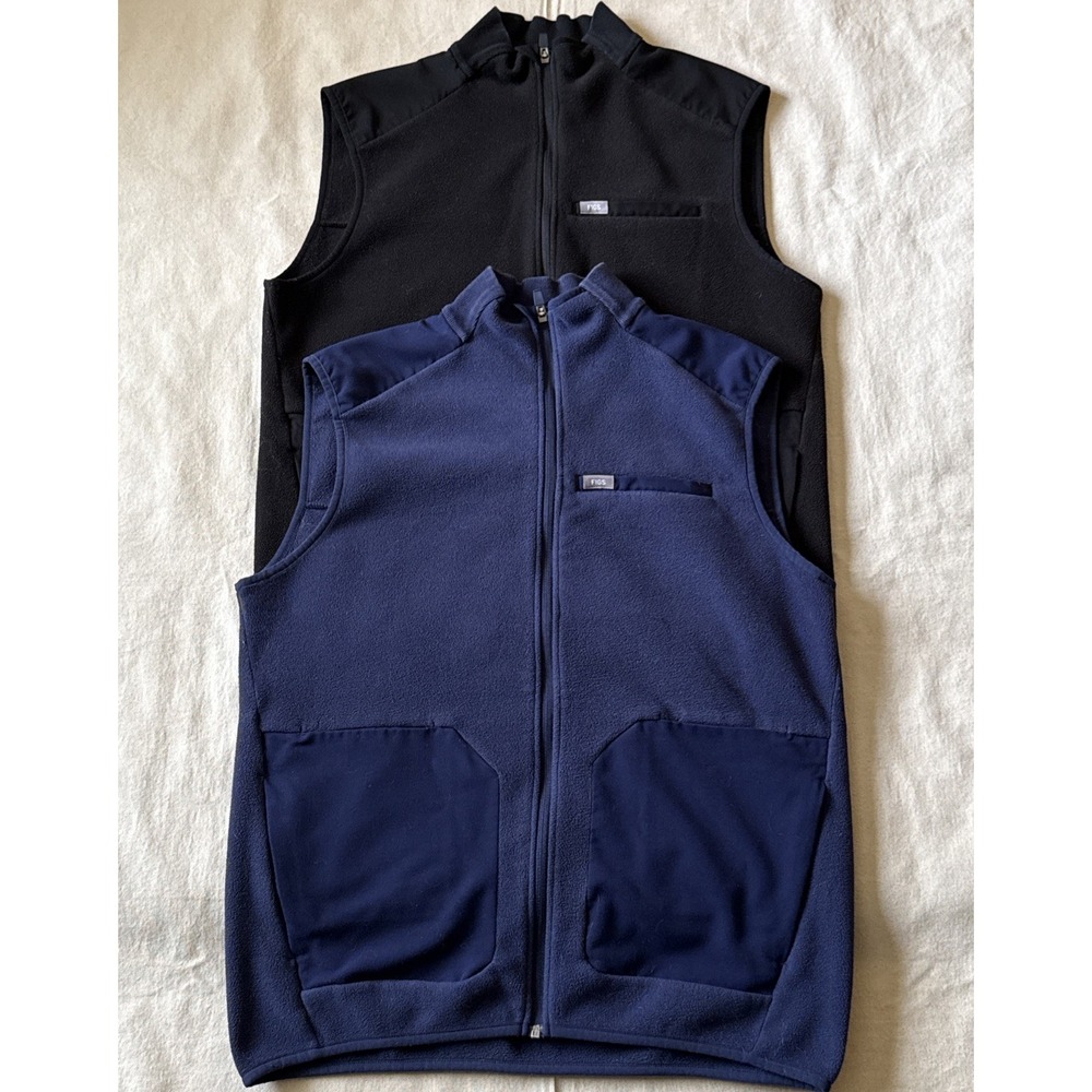 Figs Mens On Shift Fleece Full Zip Vest Lot Of 2 Primaloft Mock Neck Sz M